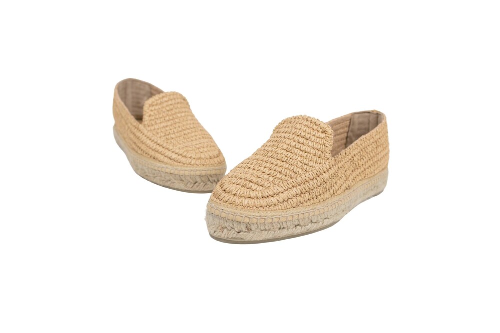 Castañer Beige Natural Woven Raffia Espadrille Size 39